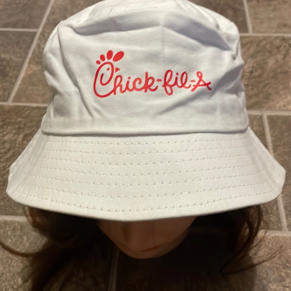 White Chick-fil-A bucket hat